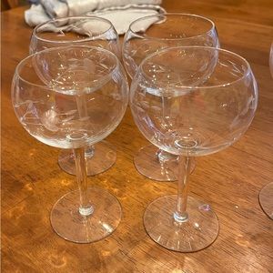Princess House hand blown wine glasses (5)